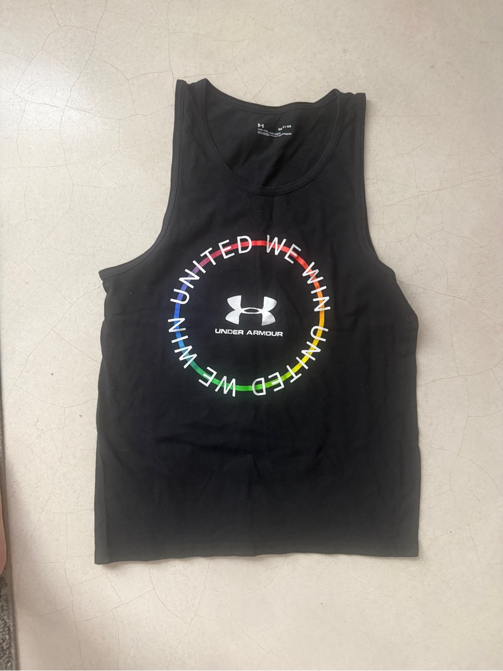 Under Armour Black Men’s Sleeveless Tank with Rainbow Circle Logo size small